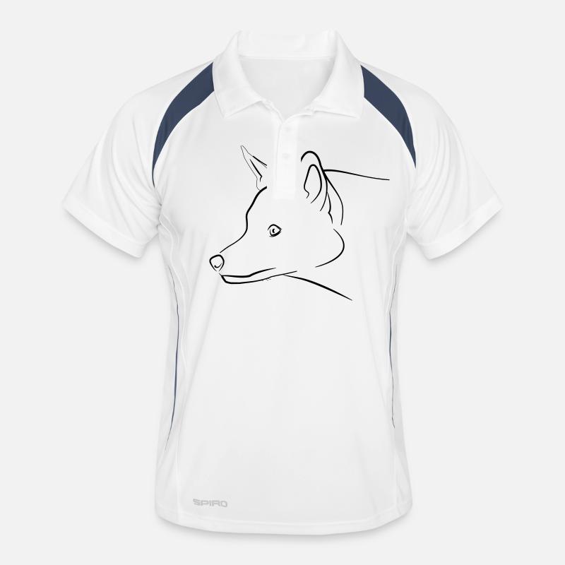 Fuchs Grafik schwarz - Männer Polo atmungsaktiv - Weiß/Navy