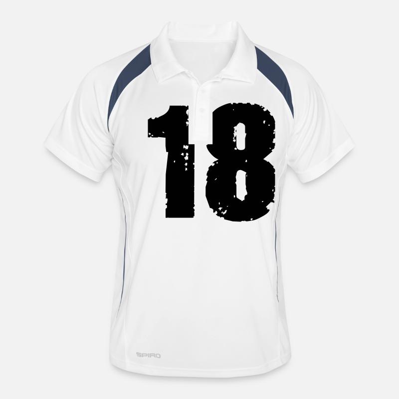 18 - Männer Polo atmungsaktiv - Weiß/Navy