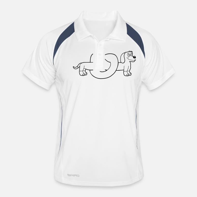 chien teckel bretzel forme noeud long corps bande dessinée Polo respirant Homme