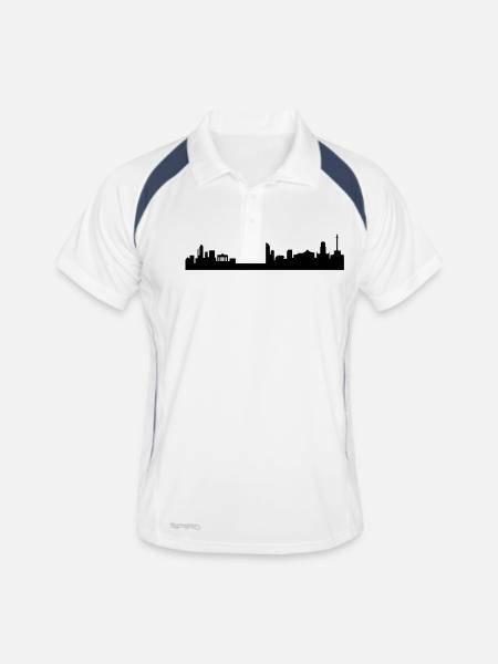 Skyline Berlin - Männer Polo atmungsaktiv - Weiß/Navy - Vorne