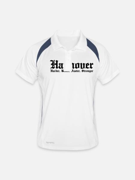 Hannover Harder Better Faster Stronger - Männer Polo atmungsaktiv - Weiß/Navy - Vorne