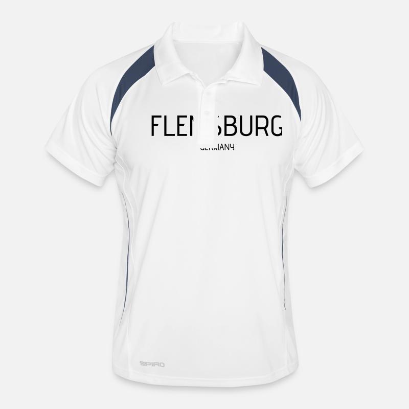 Flensburg - Männer Polo atmungsaktiv - Weiß/Navy