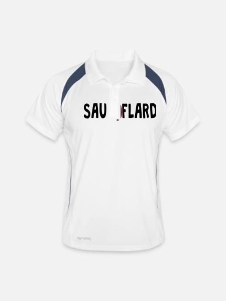 sauciflard saucisson mot 1202 - Polo respirant Homme - blanc/marine - Devant