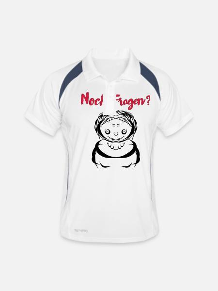 Noch Fragen? - Männer Polo atmungsaktiv - Weiß/Navy - Vorne