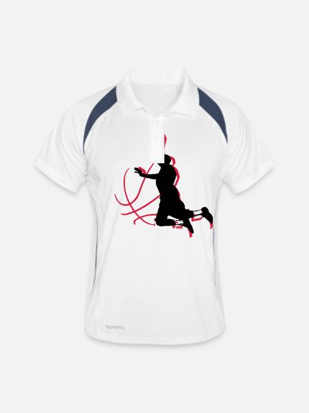 basketball - Men's Polo breathable - white/navy - Front
