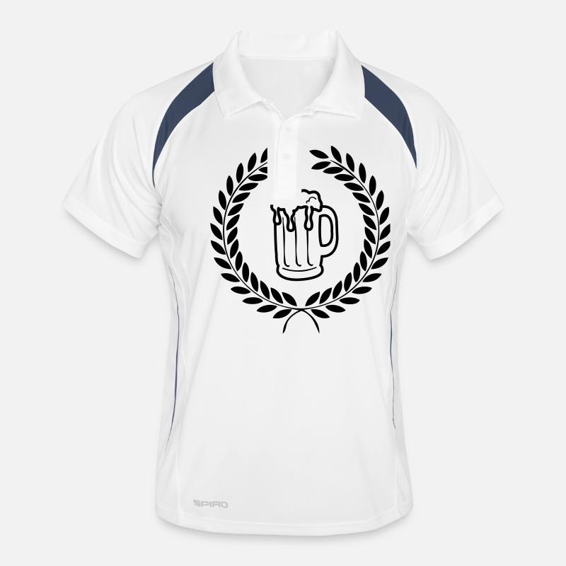 bier_01 - Männer Polo atmungsaktiv - Weiß/Navy