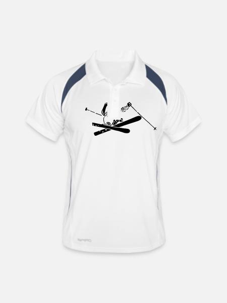 Freeride - Männer Polo atmungsaktiv - Weiß/Navy - Vorne