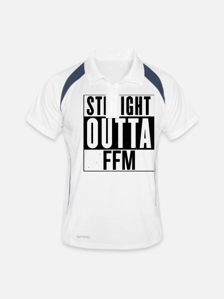 Straight Outta FFM - s13 - Männer Polo atmungsaktiv - Weiß/Navy - Vorne