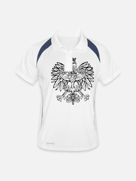 Der polnische Adler - Männer Polo atmungsaktiv - Weiß/Navy - Vorne