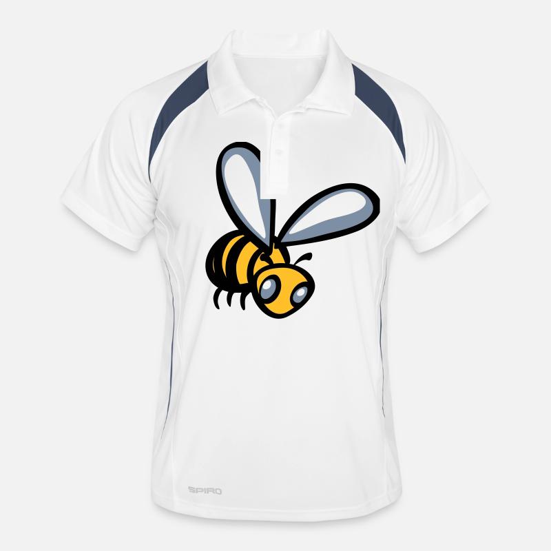Biene - Männer Polo atmungsaktiv - Weiß/Navy