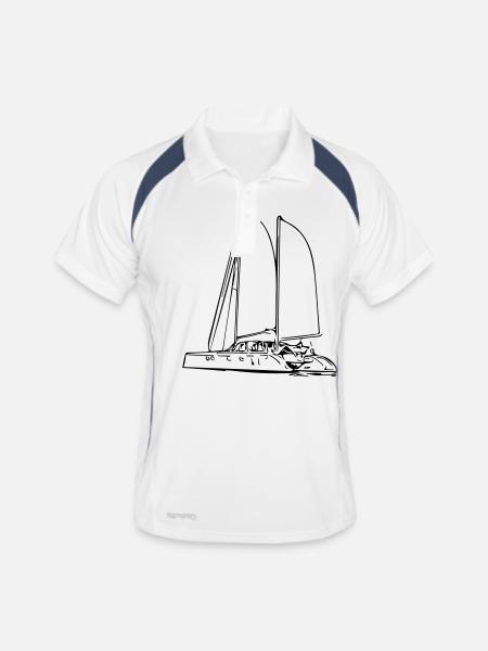 Yacht à voile - Polo respirant Homme - blanc/marine - Devant