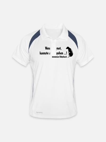 Rhodesian Ridgeback Regen - Männer Polo atmungsaktiv - Weiß/Navy - Vorne
