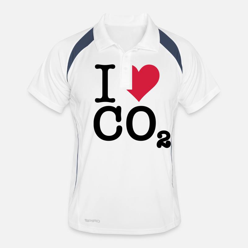 Ich liebe CO2 - Männer Polo atmungsaktiv - Weiß/Navy