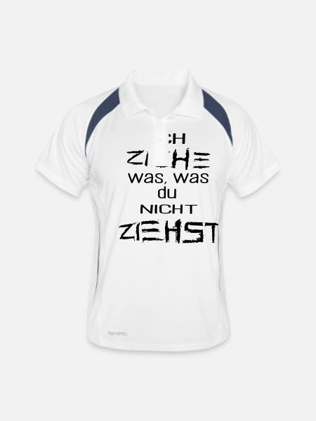 ICH ZIEHE WAS, WAS DU NICHT ZIEHST - Männer Polo atmungsaktiv - Weiß/Navy - Vorne