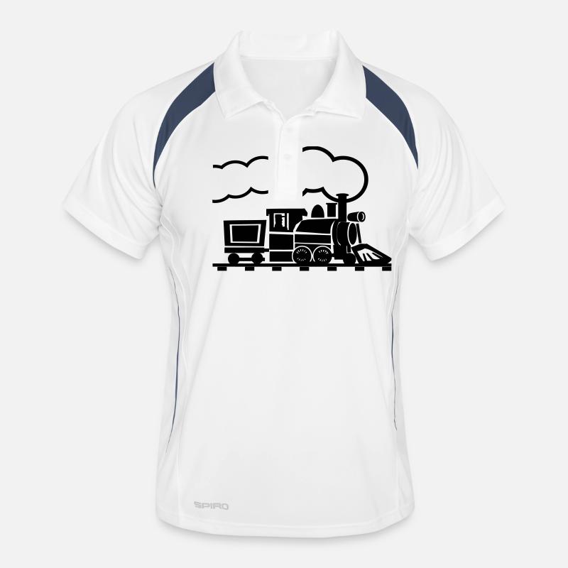 Alte Lok 2 - Männer Polo atmungsaktiv - Weiß/Navy