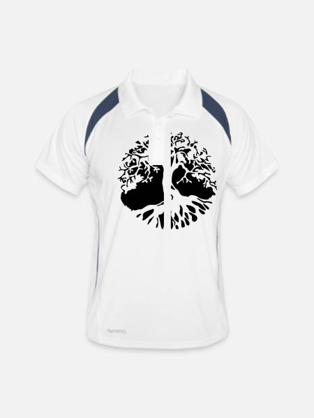tree of life no boarder zipper free - Männer Polo atmungsaktiv - Weiß/Navy - Vorne
