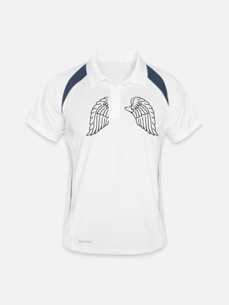 Tragflächen - Männer Polo atmungsaktiv - Weiß/Navy - Vorne