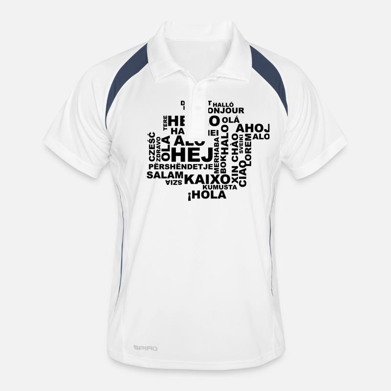 Hello in 29 languages Men's Polo breathable