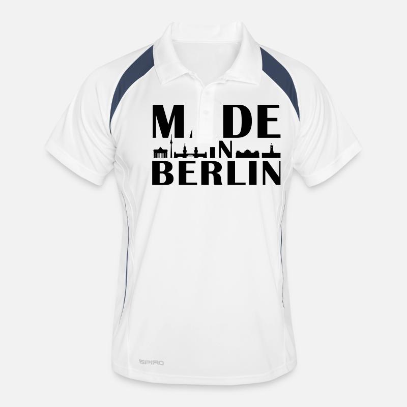 Berlin - Männer Polo atmungsaktiv - Weiß/Navy