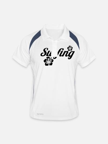 surfing - Männer Polo atmungsaktiv - Weiß/Navy - Vorne