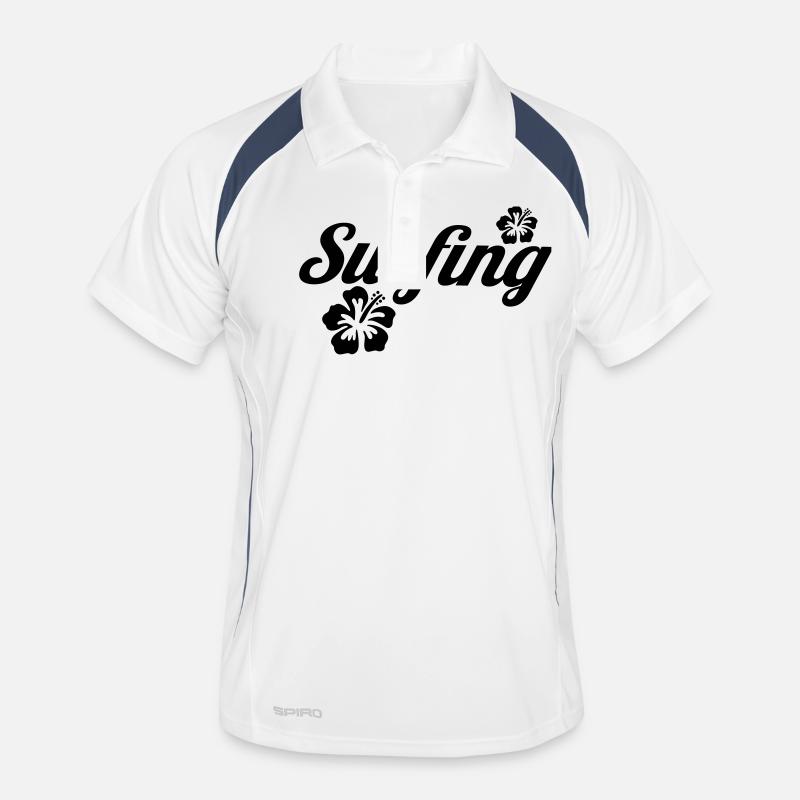 surfing - Männer Polo atmungsaktiv - Weiß/Navy