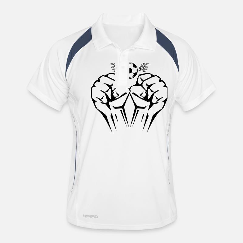 fussball faust sieg 2018 - Männer Polo atmungsaktiv - Weiß/Navy