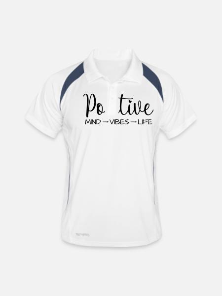Pensées positives - Polo respirant Homme - blanc/marine - Devant