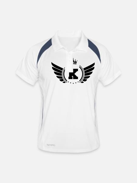 wappen k - Männer Polo atmungsaktiv - Weiß/Navy - Vorne