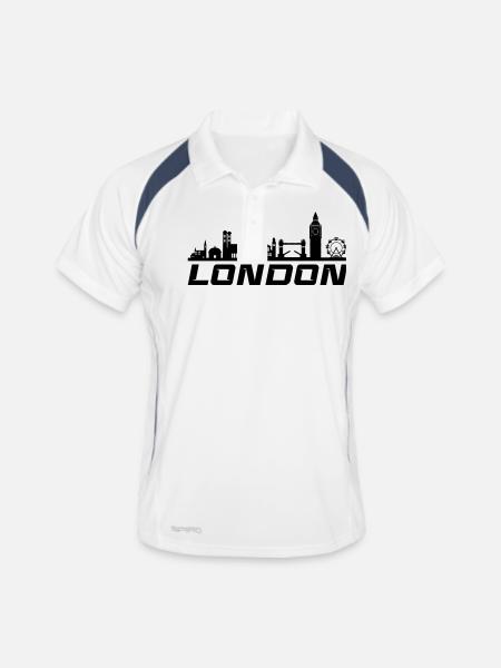 horizon de Londres 1 - Polo respirant Homme - blanc/marine - Devant