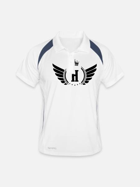 wappen h - Männer Polo atmungsaktiv - Weiß/Navy - Vorne