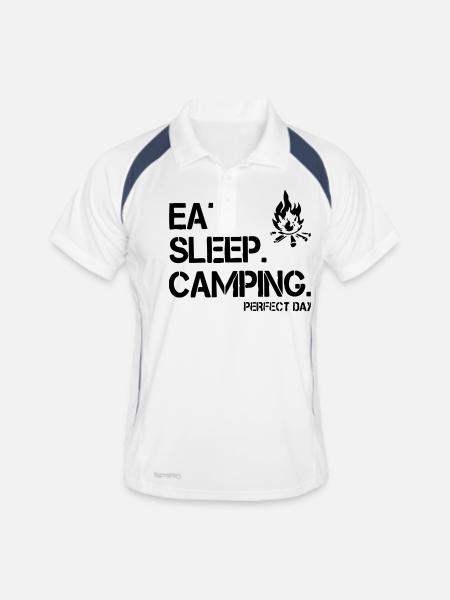 manger dormir camper - Polo respirant Homme - blanc/marine - Devant