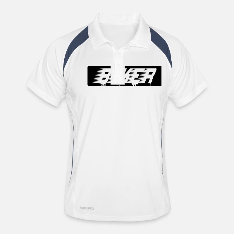 biker_1 - Männer Polo atmungsaktiv - Weiß/Navy