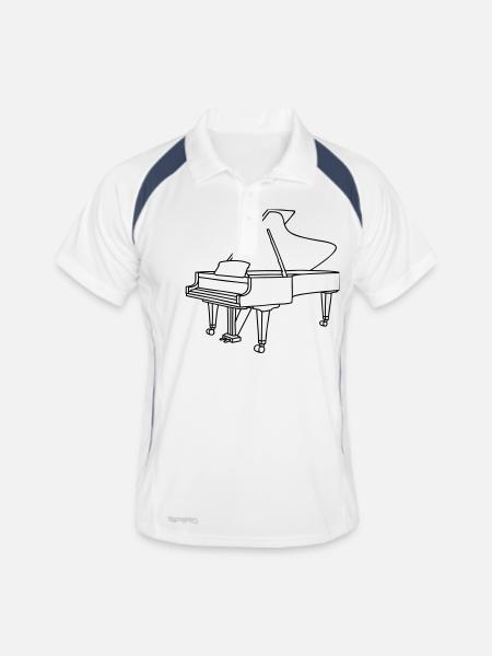 Klavier Konzertflügel - Männer Polo atmungsaktiv - Weiß/Navy - Vorne