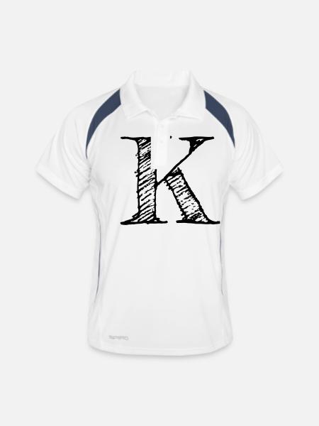 K - Männer Polo atmungsaktiv - Weiß/Navy - Vorne