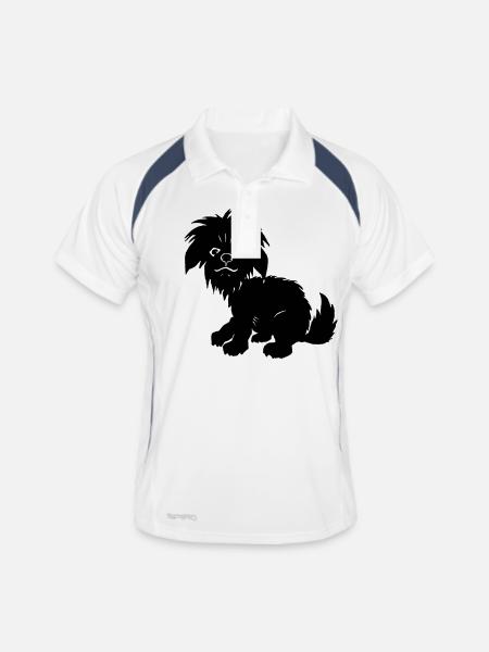 schwarzer Hund - Männer Polo atmungsaktiv - Weiß/Navy - Vorne