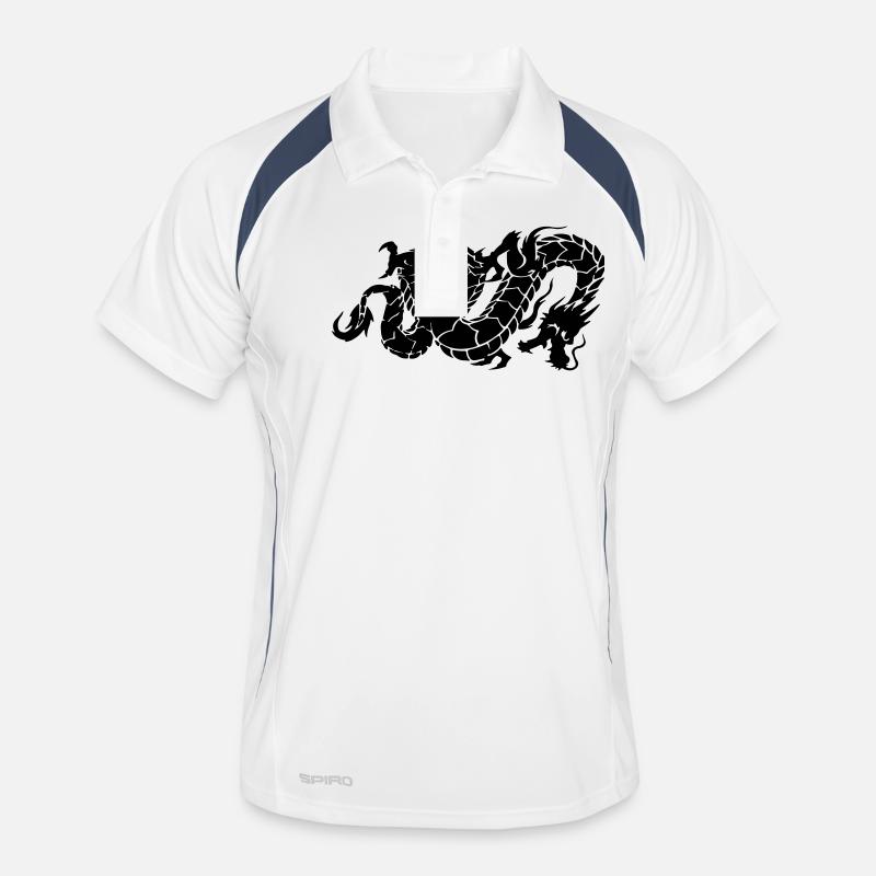 chinese dragon - Männer Polo atmungsaktiv - Weiß/Navy