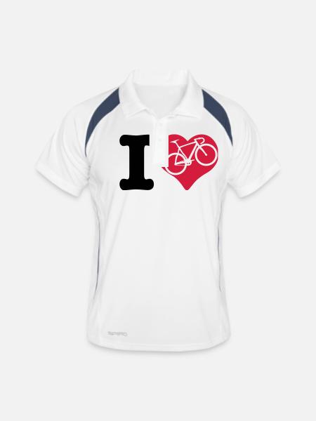 i love cycling - Männer Polo atmungsaktiv - Weiß/Navy - Vorne