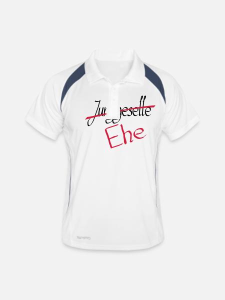 junggeselle 2 - Männer Polo atmungsaktiv - Weiß/Navy - Vorne