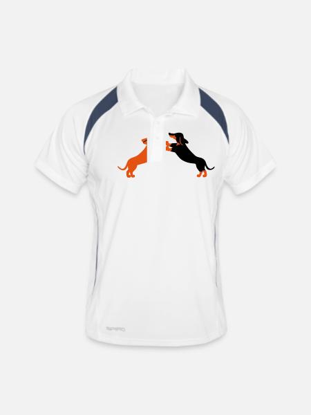 dog dancing teckel - Männer Polo atmungsaktiv - Weiß/Navy - Vorne
