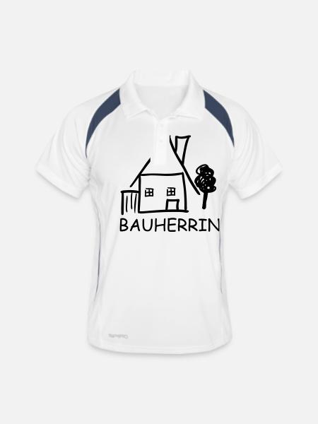 bauherrin - Männer Polo atmungsaktiv - Weiß/Navy - Vorne