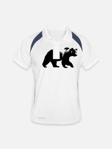 Grizzly Bear- Bär - Männer Polo atmungsaktiv - Weiß/Navy - Vorne