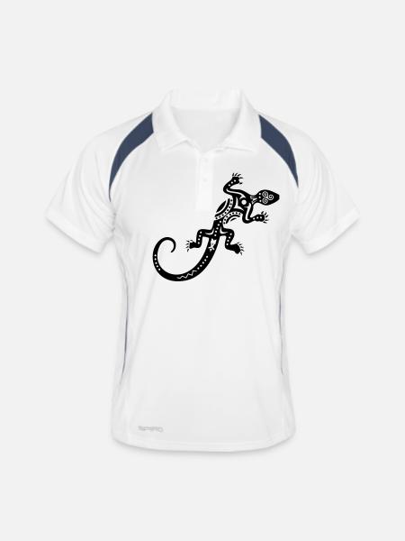 Eidechse - Männer Polo atmungsaktiv - Weiß/Navy - Vorne