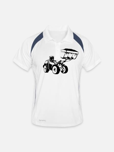 Radlader, Wheel Loader (1 color) - Männer Polo atmungsaktiv - Weiß/Navy - Vorne