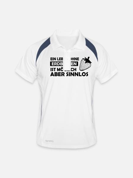 ein leben ohne erdbeeren - Männer Polo atmungsaktiv - Weiß/Navy - Vorne