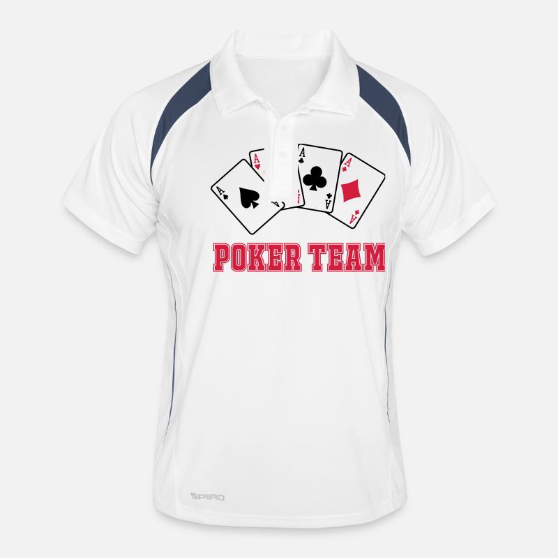 Poker Team - Männer Polo atmungsaktiv - Weiß/Navy