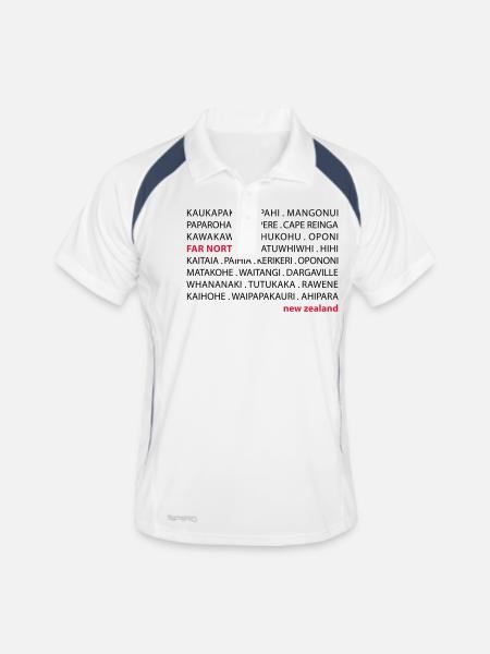 Far North New Zealand - Männer Polo atmungsaktiv - Weiß/Navy - Vorne