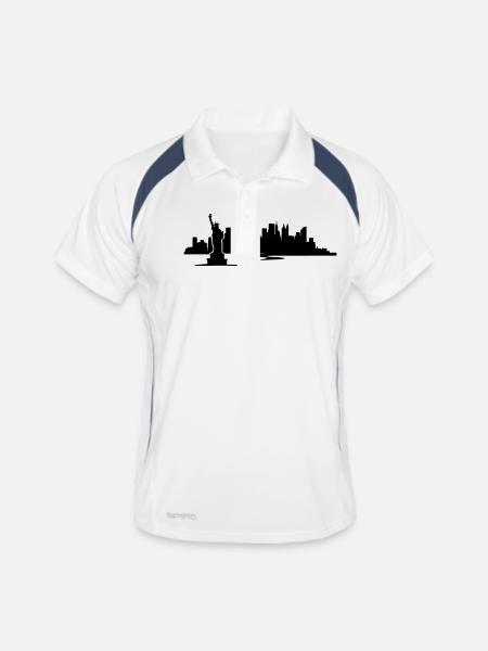 New York Skyline - United States - Polo respirant Homme - blanc/marine - Devant