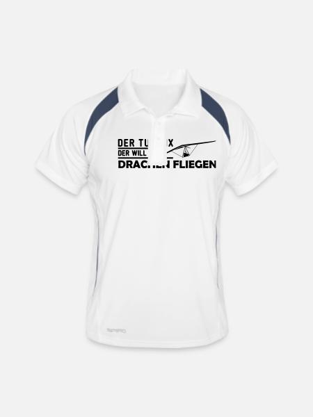 der will nur hängegleiten Geschenk - Männer Polo atmungsaktiv - Weiß/Navy - Vorne