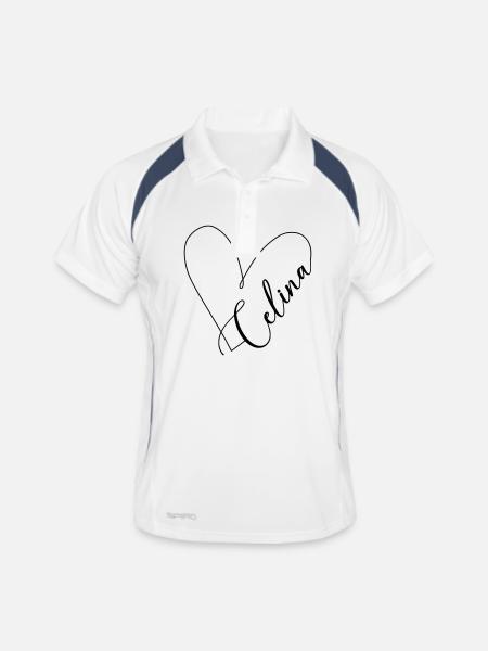 Celina Name Herzlinie - Männer Polo atmungsaktiv - Weiß/Navy - Vorne