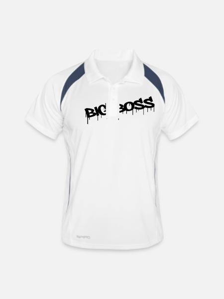 Big Boss - Männer Polo atmungsaktiv - Weiß/Navy - Vorne